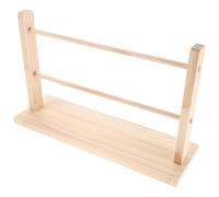 BESTYASH Estante de Madera para Cintas de Manualidades Organizador Portátil de Soportes para Carretes Expositor de Dos Niveles Base Cuadrada Almacenamiento para Hilos de Bordar y Cintas