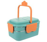 BESTYASH Fiambrera Inoxidable Doble Capa con Compartimentos Caja de Almuerzo Portátil y Térmica para Escuela para Comidas Snacks y Frutas Verde