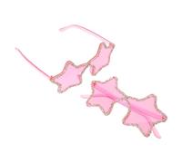 BESTYASH Gafas de Sol sin Montura 2 Piezas en Color Rosa Forma de Estrella y Cristales Decorativos, Gafas de Playa Divertidas para Fiesta y Despedida de Soltera, Accesorio Adecuado