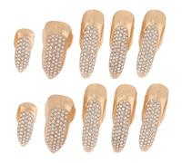 BESTYASH Garras De Uñas Gemas De Imitación 10 Piezas Tamaño Pequeño, Mediano y Grande, Anillos De Garra Punk Para Mujeres y Adultos, Accesorios Para Cosplay y Fiesta, Color Rosa Dorado