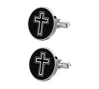 BESTYASH Gemelos Masculinos de Acero con Diseño de Cruz Botones Decorativos para Camisa Color Negro 1 Par Accesorios Elegantes para Uso Diario y Fiestas