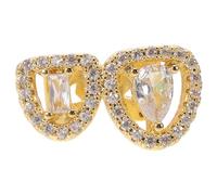 BESTYASH Hip Hop Style Teeth Grill Prop Hollow Out Flat Tooth Grill With Zircon Jewels For Cosplay Rapper Accessories Party Costume