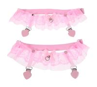 BESTYASH Juego de 2 Ligas de Muslo de Encaje Rosa Estilo Lolita Diseño Único para Boda y Clubes Nocturnos, Ajuste Cómodo y Uso Versátil para Mujer