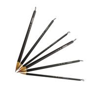 BESTYASH Juego de 6 Pinceles de Caligrafía China Pelo de Cerda y Mango Metálico Negro, Fácil de Manejar para Pintura y Caligrafía Tradicional