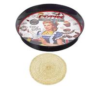 BESTYASH Juego de Decorativo Redondo Mantel Individual de Ramio Bandeja para Servir Frutas Contenedor de Frutas Diseño Vintage para Comedores y Fiestas 2 Piezas