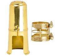BESTYASH Juego de Ligaduras para Saxofón Tenor de Latón Dorado Alta Resistencia y Ajuste Simétrico Vertical, Accesorios Ideales para Saxófonos de Viento