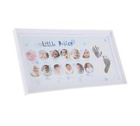 BESTYASH Marco de Fotos para Niña con Kit de de Manos y Pies Panel para Imágenes Mensual de Crecimiento para Recién Nacido y Decoración de Habitación Infantil Azul