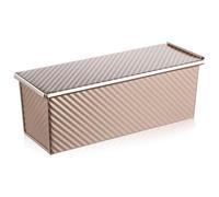 BESTYASH Molde para Pan Rectangular Grande de Metal con Tapa, Superficie Antiadherente y Diseño Ondulado, 750 G, Caja para Tostas y Pan Casero, Adecuado para Horno y Repostería