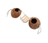 BESTYASH Nido de Cáscara Natural para Mascotas Pequeñas con Escalera de Madera, Fácil de Instalar, Material Compuesto Resistente para Ejercicio y Escondite Desde Rama o Fuera de Jaula