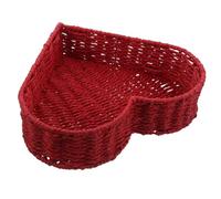 BESTYASH Organizador de Escritorio y Cesta de Almacenamiento Tejida a Mano en Forma de Corazón Grande Roja, Cesta Multiusos para Guardar Baratijas, Cosméticos y Llaves Hogar