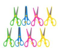 BESTYASH Pack de 8 Tijeras Punta Roma y Mango de Plástico, Fáciles de Llevar para Manualidades como Scrapbooking y Creación de Tarjetas