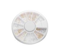 BESTYASH Pegatinas para Decoración de Uñas Metálicas Remaches 12 Piezas Disco Redondo Tamaño Variado Diseño Dorado y Plateado para Manicura Niñas y Mujeres Uso Salón y Hogar