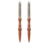 BESTYASH Peine Rizador Espiral Mini 2 Piezas para Hombre Cepillo Redondo Pequeño de Cerdas de Jabalí Peine para Secado con Secador Control Antiestático y Peinado de Barba y Cabello