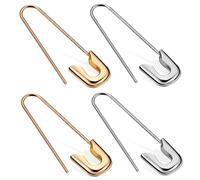 BESTYASH Pendientes De Imperdible y Alfiler Para Mujer, Modernos y Creativos, Aleación Plateada y Dorada, Ligeros y Seguros, Para Uso Diario y Fiestas, 2 Pares