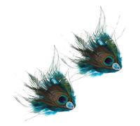 BESTYASH Pinzas Cabello de Mujer Plumas de Pavo Real Verde, Estilo Retro Étnico, Material Nylon y Metal, Paquete de 2 para Fiestas y Presentaciones