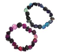 BESTYASH Pulsera de Ágata sin Forma Multicolor Elástica para Mujeres y Hombres Pulsera de Cuentas de para Yoga y Ocasiones Obsequios 2 Piezas