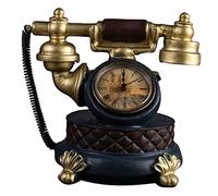 BESTYASH Reloj De Sobremesa Modelo De Teléfono Vintage Dorado, Decoración De Escritorio Retro, Simulación Telefónica, Accesorio Para Sala De Estar y Oficina, Obsequio Original