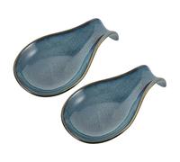 BESTYASH Reposacucharas de Cerámica Azul 2 Piezas Soporte Compacto para Cucharas Diseño Elegante Accesorios de Cocina Utensilios de Mesa para Restaurantes y Uso Diario