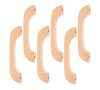 BESTYASH Tiradores de Madera Tiradores de Cajones de Muebles de Haya para Armarios 6 Piezas Diseño Curvado Ergonómico, Color Caqui, para Armarios de Cocina y Renovación de Muebles