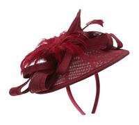 BESTYASH Tocado Plumas y Diadema para Mujer Tamaño Pequeño Color Burdeos Elegante para Fiesta Boda Cóctel y Té Accesorio Ligero y Versátil para Eventos Sociales
