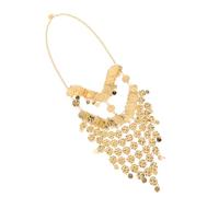 BESTYASH Velo Facial para Danza del Vientre con Monedas Metálicas Ligero y Ajustable Accesorio Árabe para Cosplay y Fiestas de Halloween Velo Tribal con Borlas para Bailarina Joyería