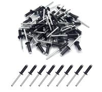 BESTYCHAO 100 piezas, remache ciego de aluminio, remache de extremo abierto, remache pop, paquete de 100, 4,8 x 16 mm (negro)
