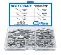 BESTYCHAO 180pzas 6 Tamaños Remaches Ciegos de Aluminio, Kit Surtido de Remaches (Plata)