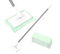 BestYiJo Mopa de suelo con 5 mopas de repuesto, tecnología de centrifugado 360°, limpiaparabrisas plano para parqué, laminado, madera auténtica, madera dura, mármol y todo tipo de suelos