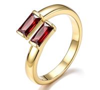 Bestyle Ajustable Anillo mujer con Dos Circonitas Cuadradas Oro 14k Para Compromisos, Aniversarios, Bodas Parejas y Romántico Amor Joyería Regalo