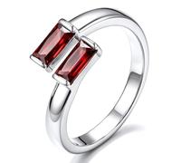 Bestyle Ajustable Anillo mujer con Dos Circonitas Cuadradas Plateado Para Compromisos, Aniversarios, Bodas Parejas y Romántico Amor Joyería Regalo
