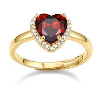Bestyle Ajustable Anillo para mujer con Circonita Corazón 8mm Oro 14k Para Compromisos, Aniversarios, Bodas Parejas y Romántico Amor Joyería Regalo
