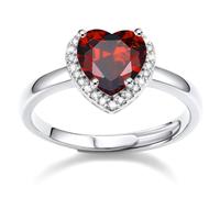 Bestyle Ajustable Anillo para mujer con Circonita Corazón 8mm Plate Para Compromisos, Aniversarios, Bodas Parejas y Romántico Amor Joyería Regalo