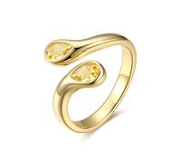 Bestyle Anillo Abierto Ajustable Mujer Oro de 14 Kt Gota de Agua con La piedra del mes de noviembre de Cumpleaños Compromiso Alianza