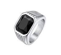 Bestyle Anillo Acero Inoxidable 316L Anillo Onix Hombre Anillos Hombre Sello Plateado Anillo Grueso para Hombre Tamaño 25