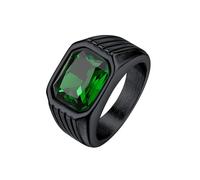 Bestyle Anillo Acero Inoxidable Pareja Anillo Esmeralda Mujer Anillo Grueso Hombre Anillos Hombre Sello Negro Talla 27.5