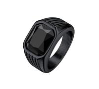 Bestyle Anillos Acero Inoxidable 316L Anillos de Hombre Onix Anillos Sello Negro Anillos Gruesos de Mujer Talla 17