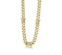Bestyle Cadena Oro Hombre Cubanas Cadenas Eslabones Acero Inoxidable Dorado 5mm Ancho Collar Alambre de Espino Púas 51cm + 5cm Joyas de Mujer Hombre Hip Hop Punk Rock Gotico