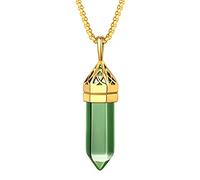 Bestyle Colgante de Peridoto Natural para Hombre - Piedra de Nacimiento Agosto, Forma Hexagonal, 56 cm