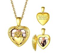 Bestyle Collar Personalizado Foto Collar Guardapelo Corazón Relicario Memoria Collar Mujer Plata de Ley 40/45/55cm+5cm