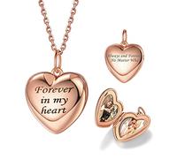 Bestyle Collar Personalizado Foto Collar Guardapelo Corazón Relicario Memoria Collar Mujer Plata de Ley 40/45/55cm+5cm