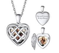 Bestyle Collar Personalizado Foto Collar Guardapelo Corazón Relicario Memoria Collar Mujer Plata de Ley 40/45/55cm+5cm