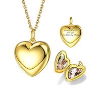 Bestyle Collar Personalizado Foto Collar Guardapelo Corazón Relicario Memoria Collar Mujer Plata de Ley 40/45/55cm+5cm