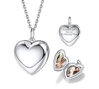 Bestyle Collar Personalizado Foto Collar Guardapelo Corazón Relicario Memoria Collar Mujer Plata de Ley 40/45/55cm+5cm