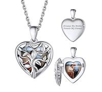 Bestyle Collar Personalizado Foto Collar Guardapelo Corazón Relicario Memoria Collar Mujer Plata de Ley 40/45/55cm+5cm