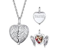 Bestyle Collar Personalizado Foto Collar Guardapelo Corazón Relicario Memoria Collar Mujer Plata de Ley 40/45/55cm+5cm