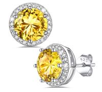 Bestyle Pendientes de plata mujer hombre, Con una piedra natal de noviembre de 5 mm engastada Circonita Cúbica Brillantes Elegante Hipoalergénicos Joyas de Mujer Chica