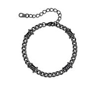 Bestyle Pulsera Cubana Alambre de Espino Púas Negro Acero Inoxidable 5mm Ancho Pulseras Cadenas Eslabones Chulo Joyas de Mujer Hombre Hip Hop Punk Rock Gotico 18cm+5cm