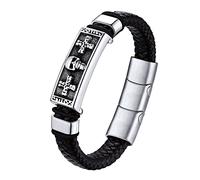 Bestyle Pulsera Vikinga Pulsera de Cuero con Cruz Calavera 23cm con Cierre Magnético de Acero Inoxidable