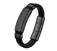 Bestyle Pulsera Vikinga Pulsera de Cuero para Hombre 23cm con Cerradura Magnética de Acero Inoxidable