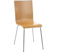 CLP Silla de Espera Pepe I Silla para Visitas con Asiento de Madera I Silla de Conferencia con Soporte Metálico Estable, Color:Natura